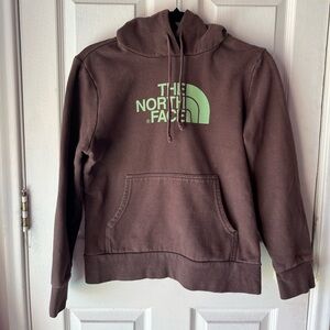 The North Face Brown Hoodie with Green Logo